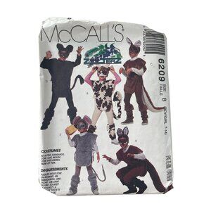 90s McCalls 6209 Childrens Animal Costumes Sewing Pattern Sizes 7-14 Vintage CUT